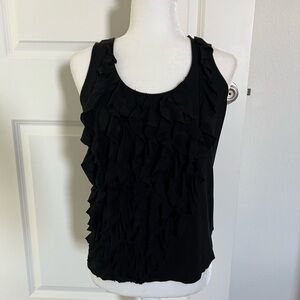 EUC Michael Kors Black Ruffle Tank Top Small